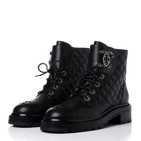 chanel black lambskin|Chanel lambskin boots.